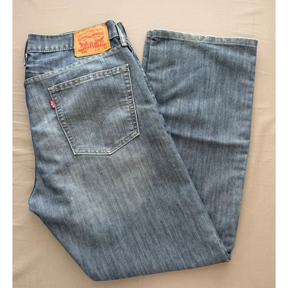 Levis 514 Straight Fit Jeans Mens 36x32 Blue Denim Medium Wash Pants